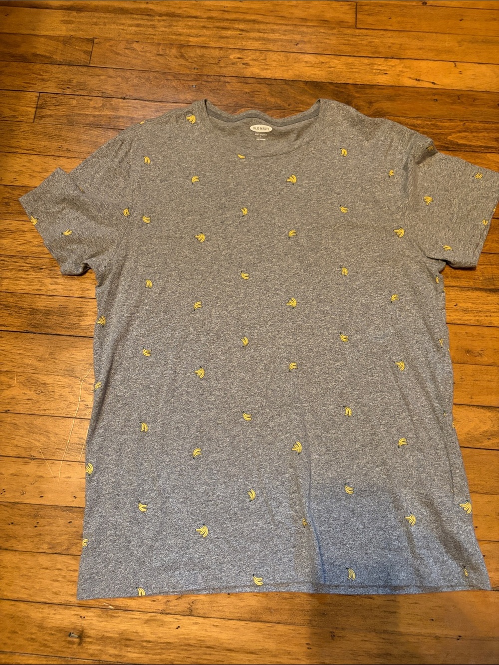 Old Navy Gray Short-Sleeve Tee with Yellow Banana Print